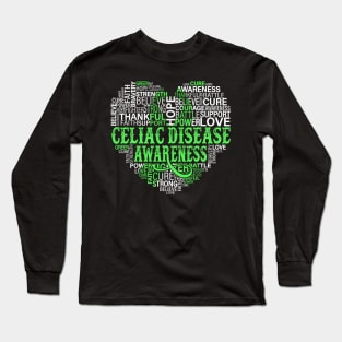 Celiac Disease Green Ribbon Awareness Support Long Sleeve T-Shirt